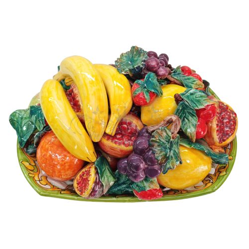 Cesta de fruta de cerámica. Cerámica de Vietri pintada a mano