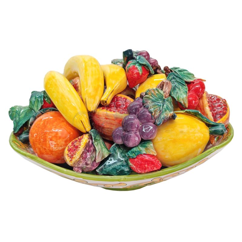 Ceramic fruit basket. Hand painted Vietri ceramics