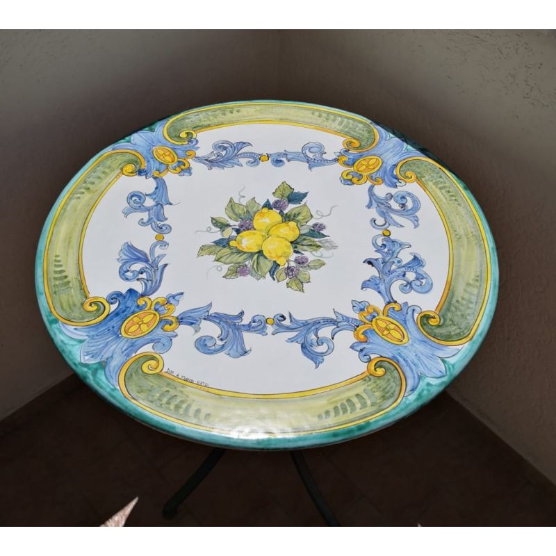 Table. Ceramicized lava stone table. Baroque....