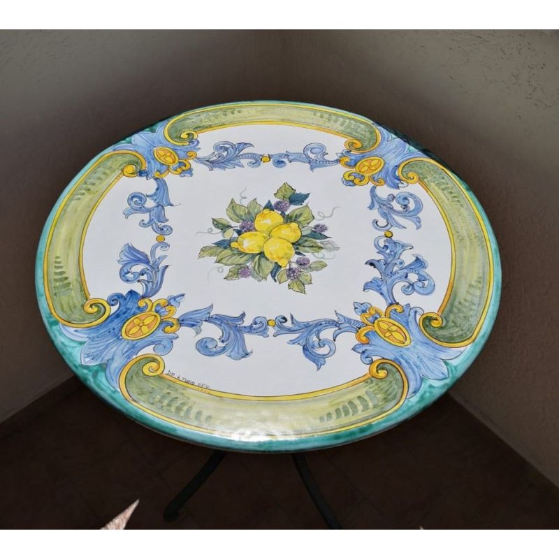 Table. Ceramicized lava stone table. Baroque....