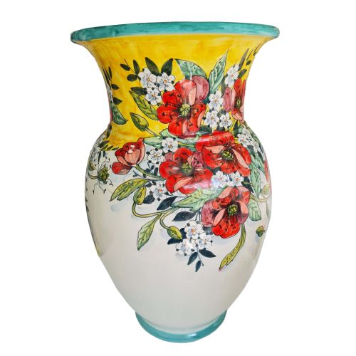 Hand-painted Vietri ceramic poppy umbrella stand. 2
