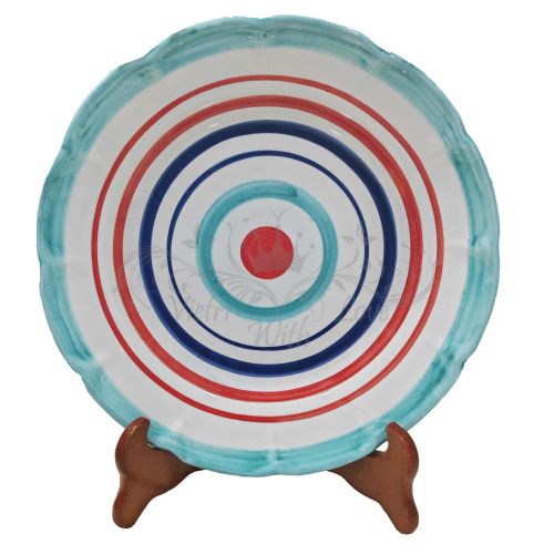 Dish, plate coloured lines handpainted Vietri ceramic -... 2
