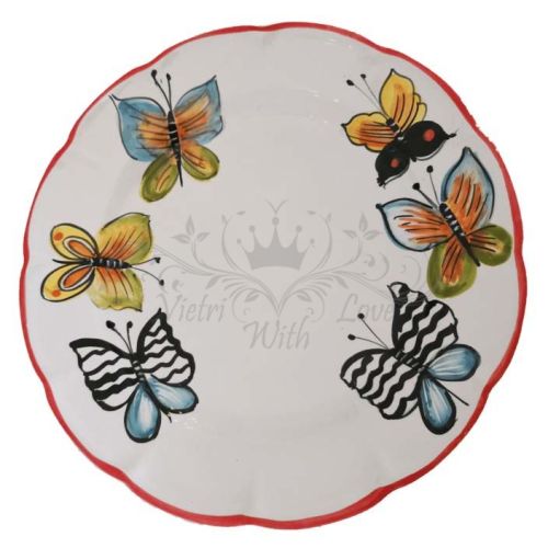 Teller. Schmetterlingslinie. Vietri-Keramik. Handbemalt. Tief, flach, Dessertteller oder Platzteller.