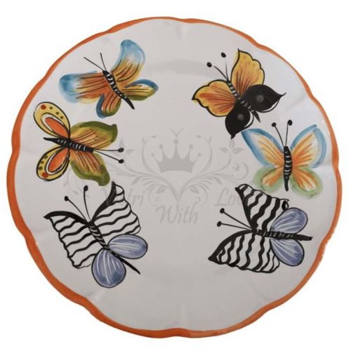 Teller. Schmetterlingslinie. Vietri-Keramik. Handbemalt. Tief, flach, Dessertteller oder Platzteller.