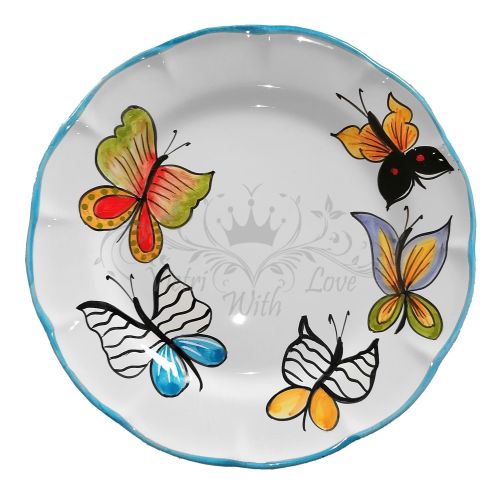 Teller. Schmetterlingslinie. Vietri-Keramik. Handbemalt. Tief, flach, Dessertteller oder Platzteller.