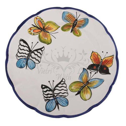 Plate. Butterfly Collection. Vietri Ceramic. Hand-painted. Available soup, dinner, dessert or charger plate.