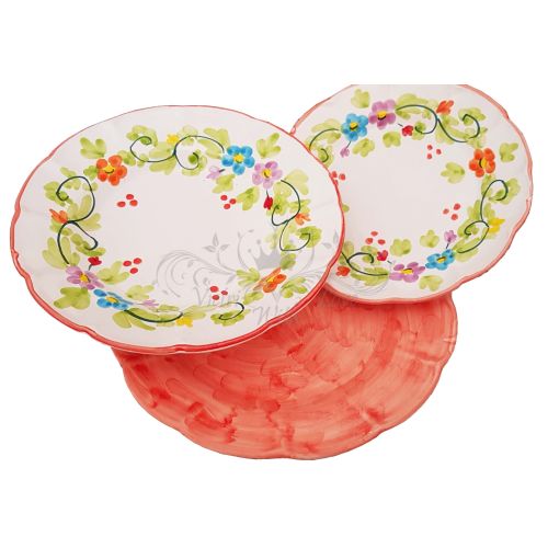 Set of 3 Plates. Spring Collection. Hand-painted Vietri Ceramic. Dinner, soup and dessert plates