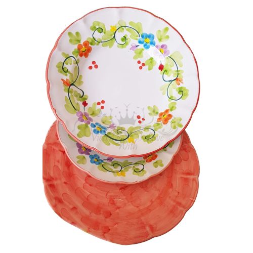 Set of 3 Plates. Spring Collection. Hand-painted Vietri Ceramic. Dinner, soup and dessert plates