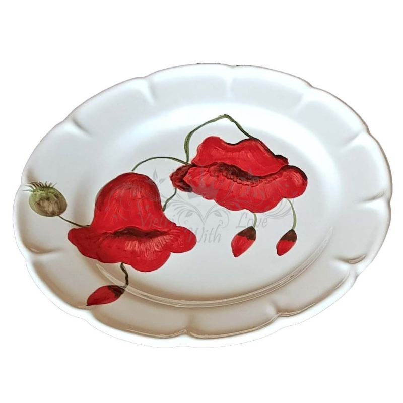 Plate. Flower Collection. Poppy Design. Vietri...