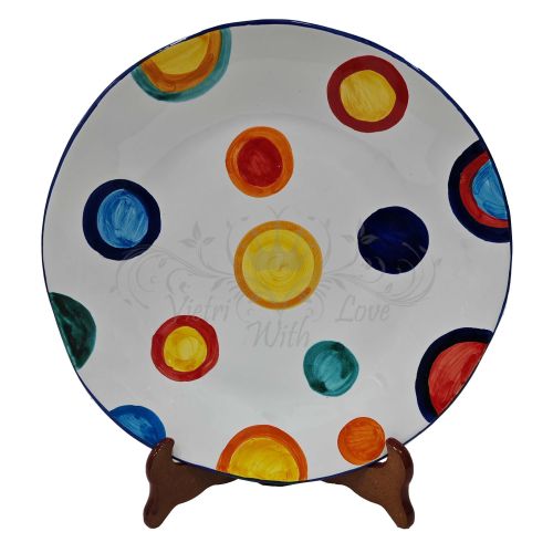 Irregular shape plate. hand-painted dots line. Vietri... 2