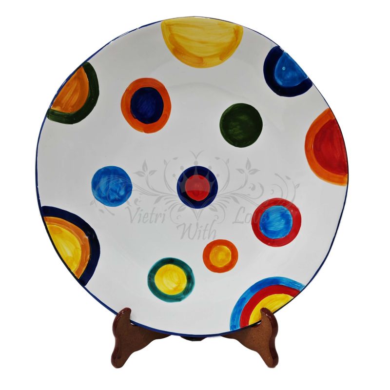 Irregular shape plate. hand-painted dots line....