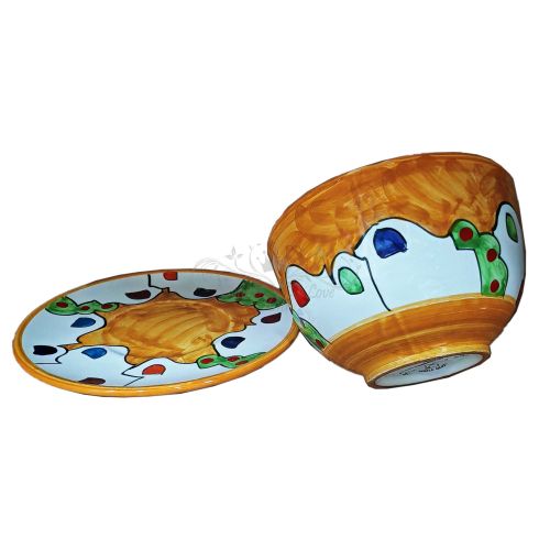 Taza. Ideal para leche, capuchino o té. Línea Casitas. Cerámica de Vietri. Pintada a mano.