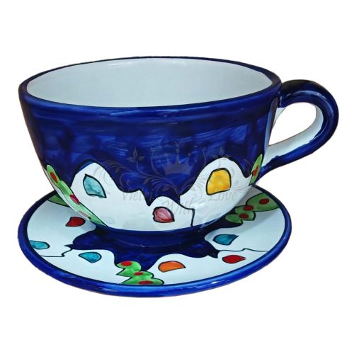 Tazza. Ideale per latte, cappuccino o tè. Linea Casette. Ceramica di Vietri. Dipinta a mano.