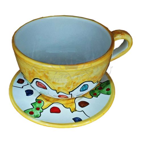 Tazza. Ideale per latte, cappuccino o tè. Linea Casette. Ceramica di Vietri. Dipinta a mano.