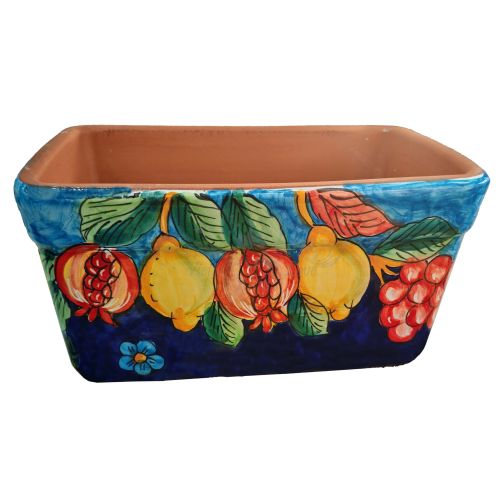 Rectangular Planter. Copper Green and Blue Base with...