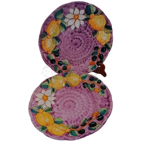 Plates. Lemons and Olives collection. Vietri ceramic. Hand-painted.
