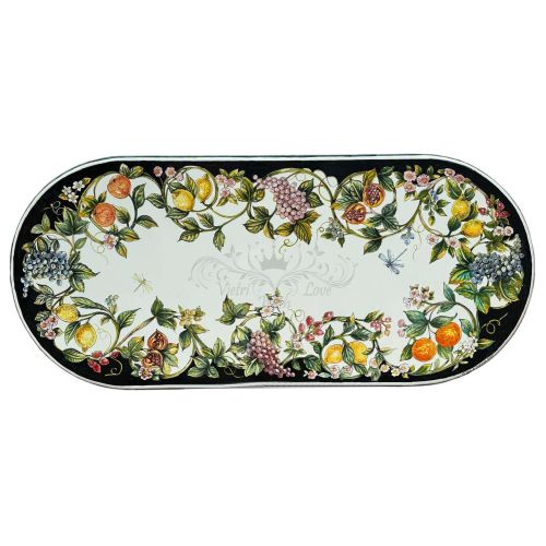 Table. Ceramicized lava stone table. Amalfi Rondò. Hand-painted. Vietri ceramic.