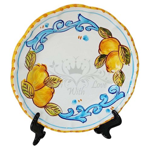 Plate Baroque and lemons line. Hand painted Vietri ceramic. 2