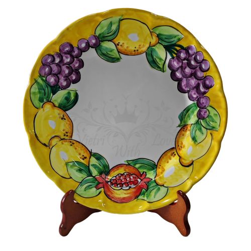 Plate. Dish. Fruit & Lemons Line. Vietri ceramic. Hand-painted