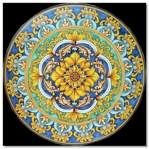 Table.Ceramicized lava stone table. Baroque & Lilies....