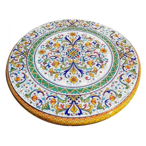 Table. Ceramic-coated lava stone table. Hand-painted...