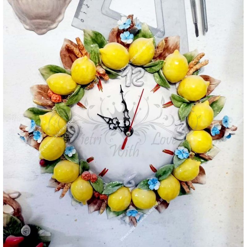 Wall clock. Raised lemons. Vietri ceramic....