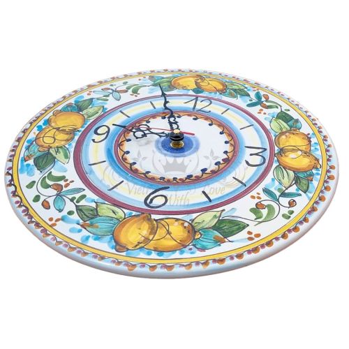 Orologio da parete. Linea limoni. Ceramica di Vietri. Dipinta a mano.