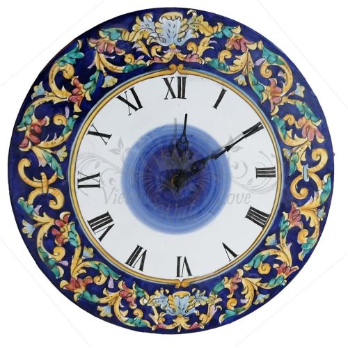 Wall clock. Baroque line. Vietri ceramic. Hand-painted.