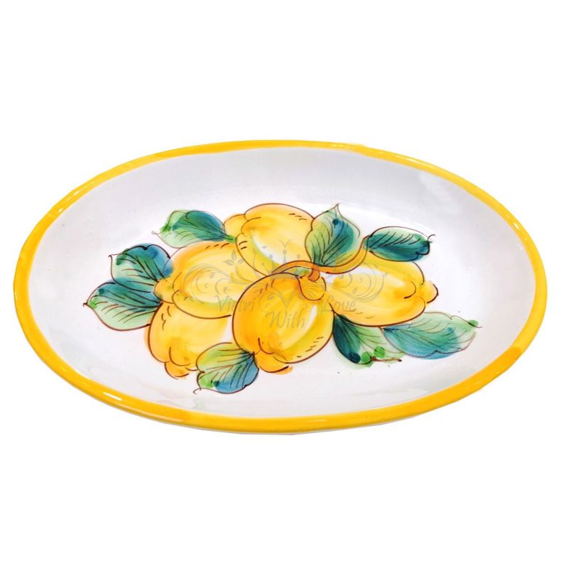 Oval bowl platter. Serving dish. Lemons line....