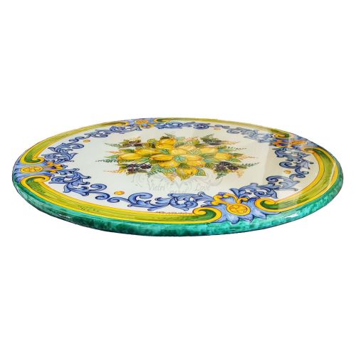 Table. Ceramic-coated lava stone table. Hand-painted Erchie. Vietri ceramic.