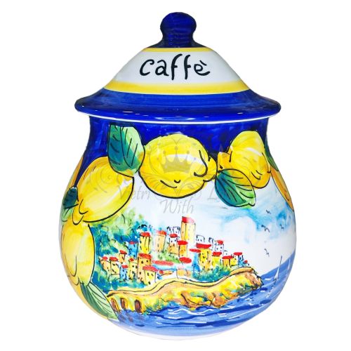 Barattolo Personalizzabile. Panorama. Ceramica di Vietri. Dipinto a Mano.