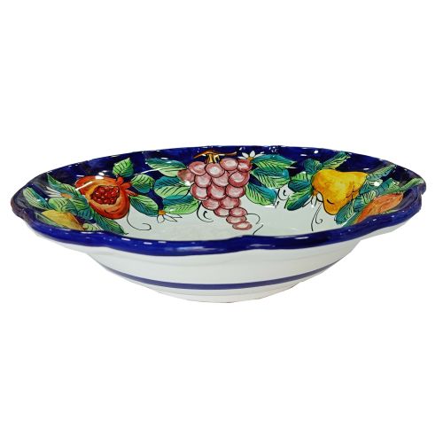 Scalloped bowl, deep plate, soup bowl, salad bowl. Fruit Line. Hand-painted Vietri ceramic.