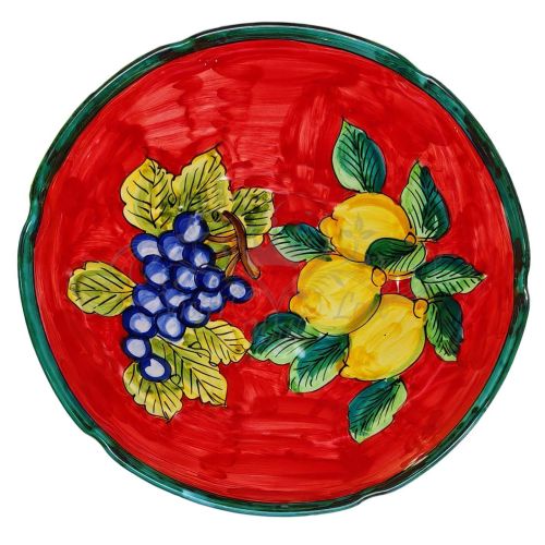 Scalloped bowl, deep plate, soup bowl, salad bowl. Fruit Line. Hand-painted Vietri ceramic.