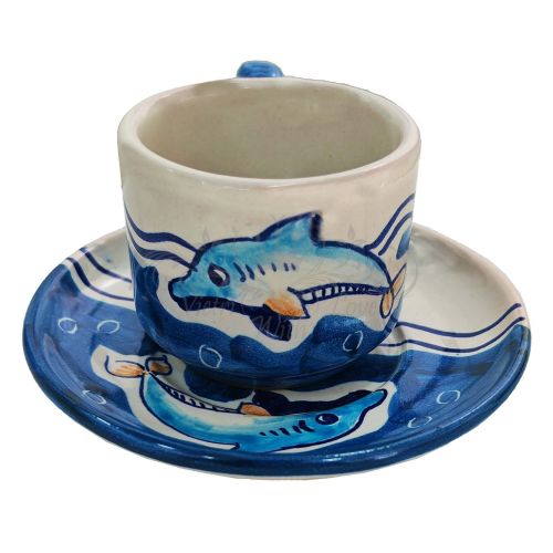 Taza con platito. Línea Marina. Cerámica de Vietri....