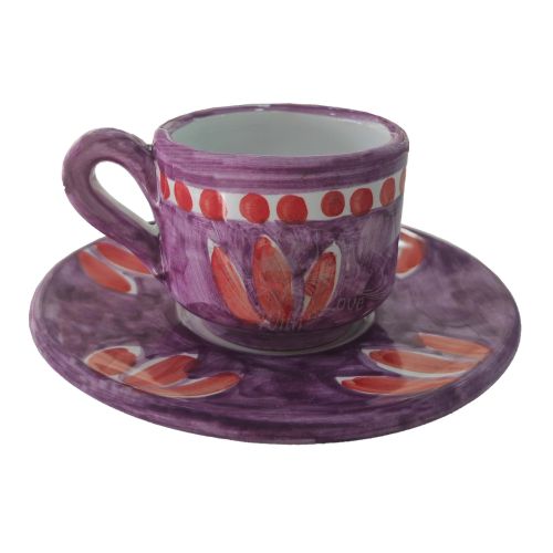 Taza con platito. Línea Pincelada. Cerámica de Vietri. Pintada a mano.