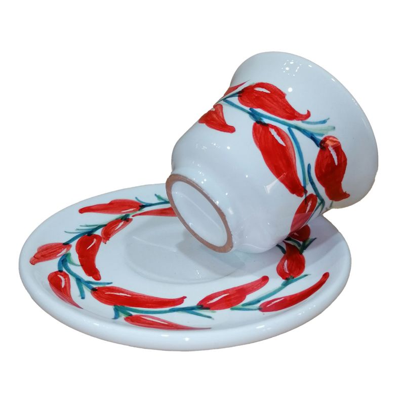 Kaffeetasse mit Untertasse. Chili-Linie....
