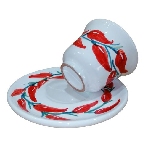 Coffee cup with saucer. Chili Line. Vietri ceramic. Hand-painted.