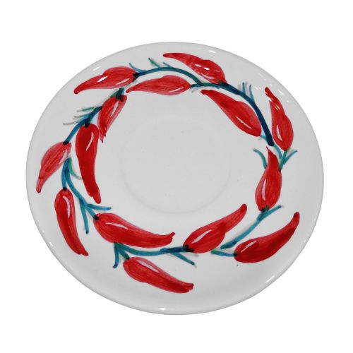 Coffee cup with saucer. Chili Line. Vietri ceramic. Hand-painted.