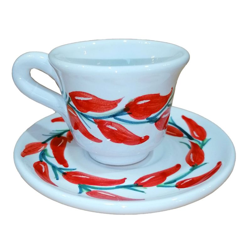 Kaffeetasse mit Untertasse. Chili-Linie....