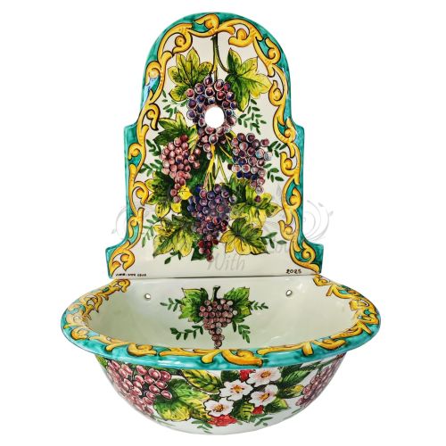 Garden fountain. Fruit line. Vietri ceramic,...