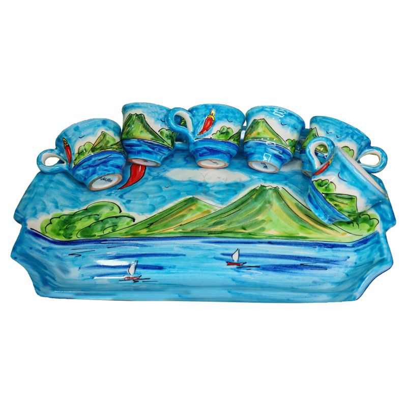 Tray with 6 espresso cups. Naples Collection....