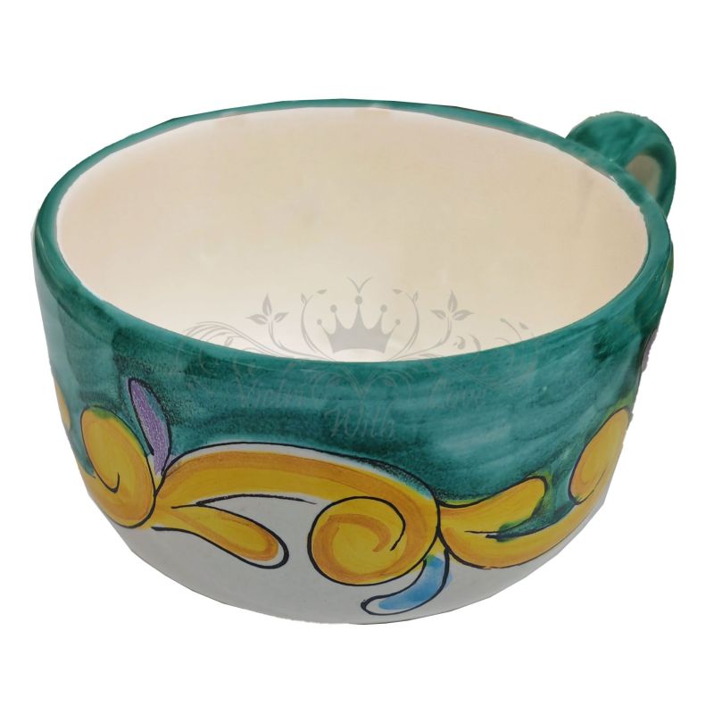 Milk cup with double saucer for biscuits,...