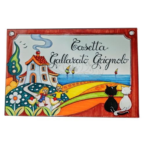 Customizable rectangular plaque. Tile. Vietri ceramic. Hand-painted.