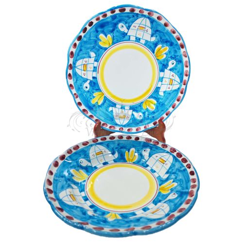 Teller-Set. Kollektion Animaletti. Handbemalte Keramik aus Vietri