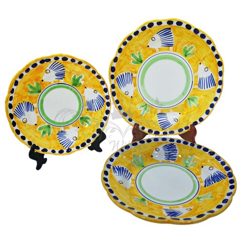 Teller-Set. Kollektion Animaletti. Handbemalte Keramik aus Vietri