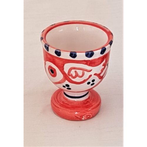 Egg Holder animals line red birdy - handpainted Vietri...