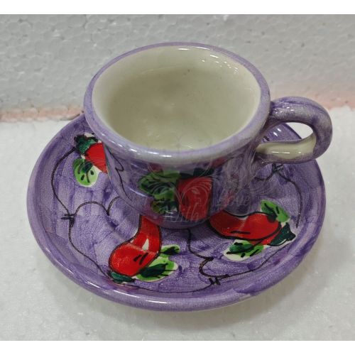 Taza con platito. Línea Chile. Cerámica de Vietri. Pintada a mano.