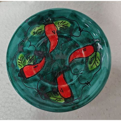 Coffee cup with saucer. Chili Line. Vietri ceramic. Hand-painted.