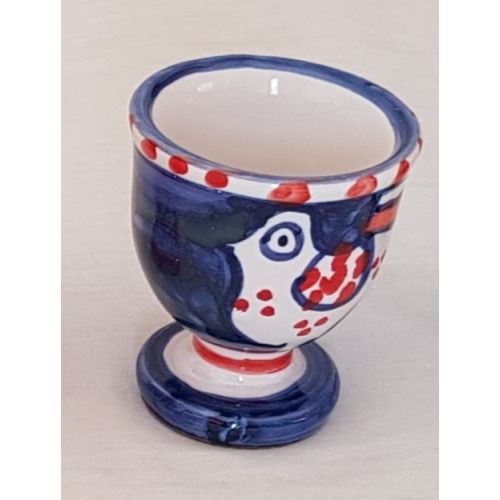 Egg Holder animals line blue, birdy - handpainted Vietri ceramic