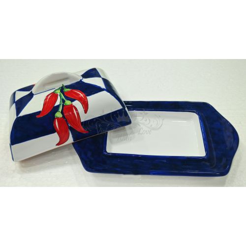 Butter/Cheese Tray. Stripes and Chili Pepper Line. Vietri...